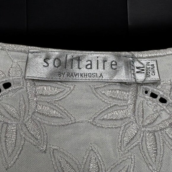 Solitaire by Ravi Khosla White Linen Blend Embroidered Cutout Tunic - Picture 2 of 10